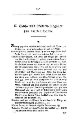 II. Sach- und Namen-Register zum vierten Bande