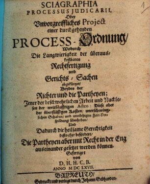 Sciagraphia Processus Iudiciarii : Process-Ordnung