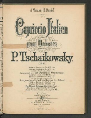 Capriccio italien pour grand orchestre : op. 45