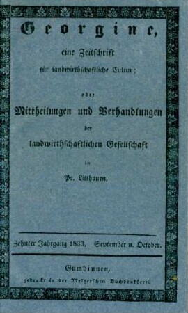 Zehnter Jahrgang 1833. September u. October.
