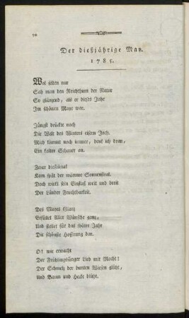 Der dießjährige May. 1785.