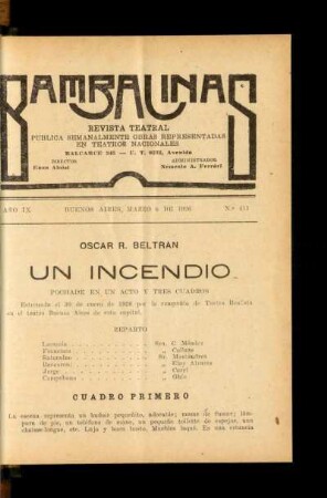 Un incendio : pochade en un acto y tres cuadros