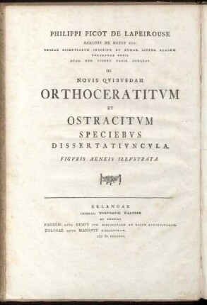 Déscription De Plusieurs Nouvelles Espèces D'Orthocératites Et D'Ostracites : Avec Figures