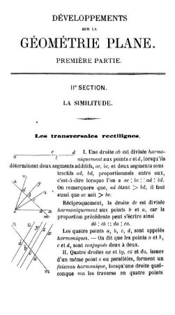 Développements sur la Géométrie Plane. Première Partie.