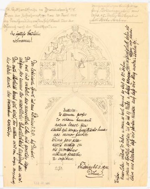 St. Gotthardkirche, Brandenburg/Havel Wiederherstellung: Wandgemälde auf dem Schildrand über der Öffnung nach der Nordkapelle 1:50 (Kopie einer Aufnahme v. 20.4.1905)