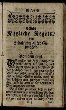 Etliche Nuetzliche Regeln / von Erhaltung guter Gesundheit
