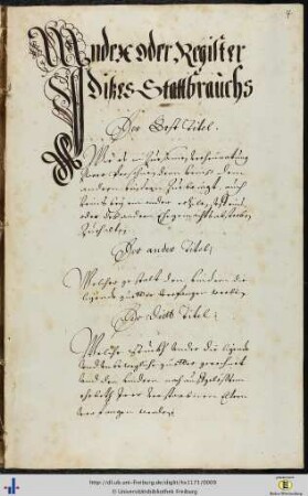 [4r - 11v] Index oder Register dißes Stattbrauchs.