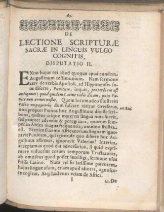 De Lectione Scripturæ Sacræ In Linguis Vulgo Cognitis, Disputatio II.