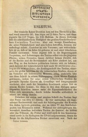 Germania : Erklärt von U. Zernial. Mit einer Karte von H. Kiepert. (Sammlung griechischer und lateinischer Schriftsteller mit deutschen Anmerkungen, herausgegeben von M. Haupt und H. Sauppe.)