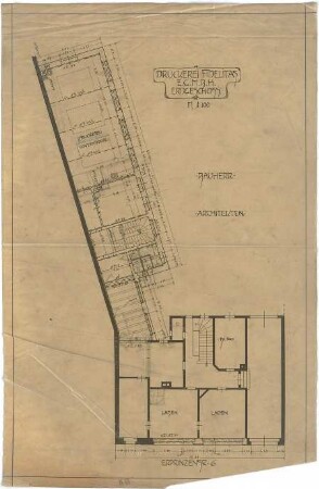 Billing, Hermann; Karlsruhe (Baden-Württemberg), Erbprinzenstr. 6; Druckerei Fidelitas, Umbau - Grundriss EG
