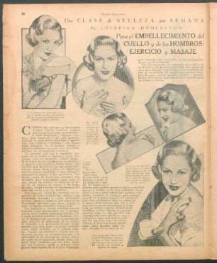 Para el embellecimiento del cuello y de los hombros: Ejercicio y masaje : Una clase de belleza por semana