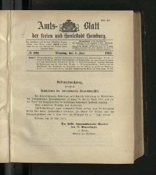No. 104, 1. Juni 1915