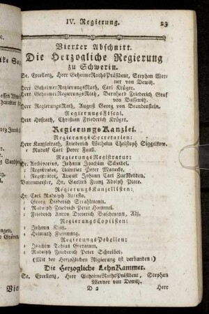Vierter Abschnitt. Die Herzogliche Regierung zu Schwerin