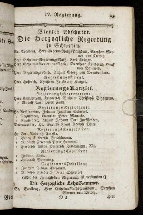 Vierter Abschnitt. Die Herzogliche Regierung zu Schwerin