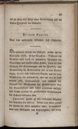 Drittes Kapitel. Von den entfernten Ursachen des Schlafes.