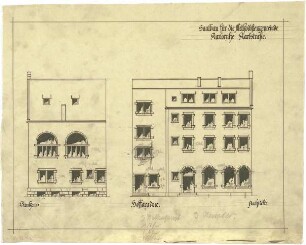 Billing, Hermann; Karlsruhe, Karlstr. 49 b; Saalbau für Methodistengemeinde - Fassade Hof (Teilansicht)