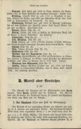 D. Metrik oder Verslehre