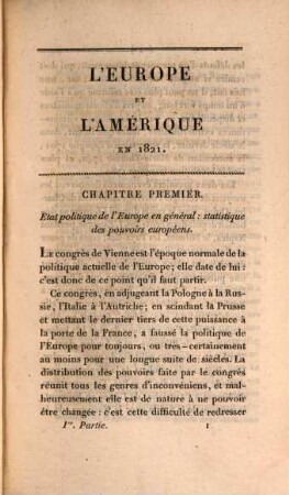 L' Europe et l'Amérique en 1821, 1