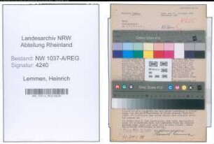Entnazifizierung Heinrich Lemmen , geb. 10.08.1902 ()