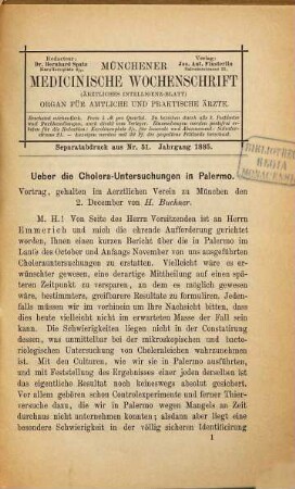 Kleine medizinische Abhandlungen : Separatabdrucke aus der Münchener medizinischen Wochenschrift. 3