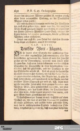 Cap. XXVII. Teutsche Wort-Fügung.