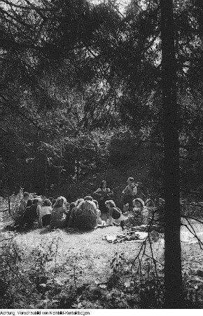 Landschaften, jugendliche Wandergruppe, 1948