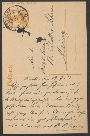Brief an Ludwig Strecker (senior) an B. Schott's Söhne : 19.07.1917