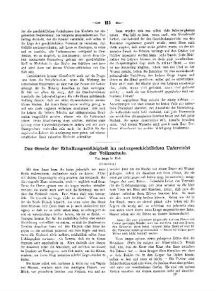 Das Gesetz der Erhaltungsmässigkeit im naturgeschichtlichen Unterricht der Volksschule : (Fortsetzung)