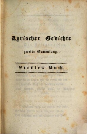 Dichtungen, 9. Lyrischer Gedichte zweite Sammlung, viertes, fünftes, sechstes Buch