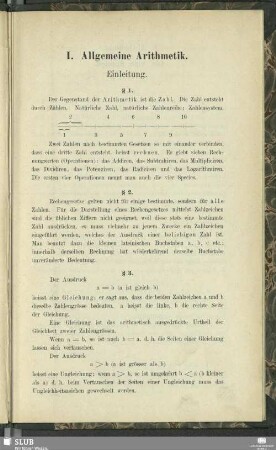 I. Allgemeine Arithmetik