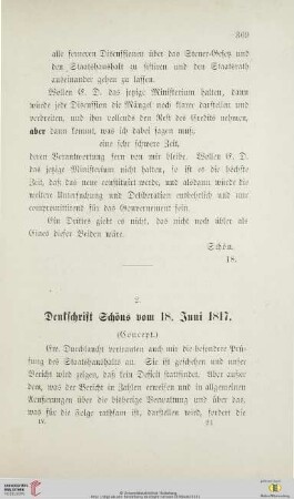 2. Denkschrift Schöns vom 18. Juni 1817