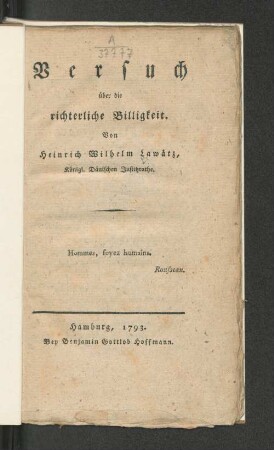 Versuch über die richterliche Billigkeit
