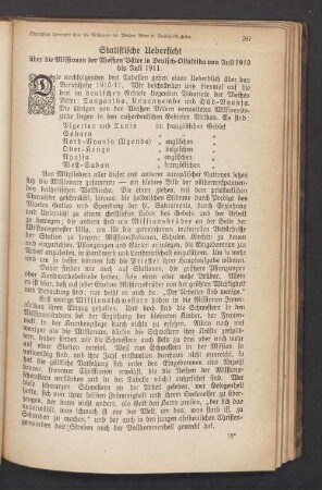Statistische Uebersicht