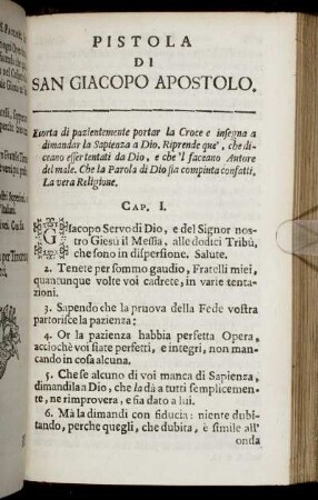 Pistola Di San Giacopo Apostlo. - Pistola Seconda Di San Pietro Apostolo.