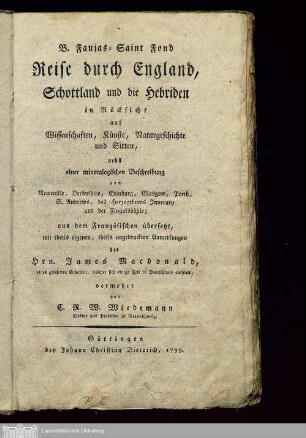 [Band 1]: Voyage en Angleterre, en Ecosse et aux îles Hébrides