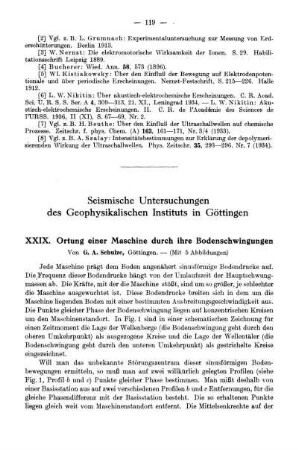 Seismische Untersuchungen des Geophysikalischen Instituts in Göttingen. XXIX. Ortung einer Maschine durch ihre Bodenschwingungen