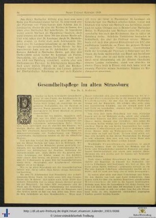 Gesundheitspflege im alten Strassburg.