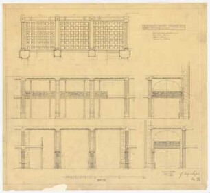 Warenhaus Wertheim, Leipziger Straße, Berlin 3. Bauabschnitt: Großer Lichthof: Wandansichten, 1:50