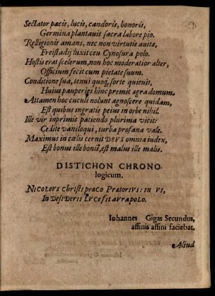 Distichon Chronologicum.