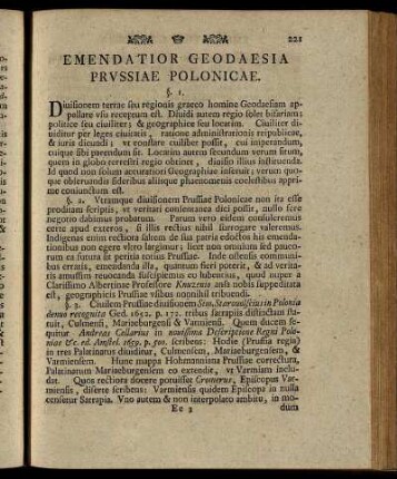 Emendatior Geodaesia Prussiae Polonicae.