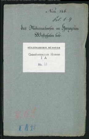 Das Medizinalwesen im Hzt. Westfalen