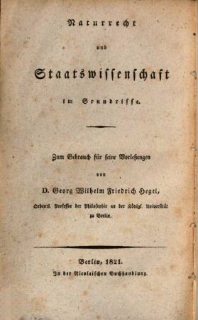 Grundlinien der Philosophie des Rechts