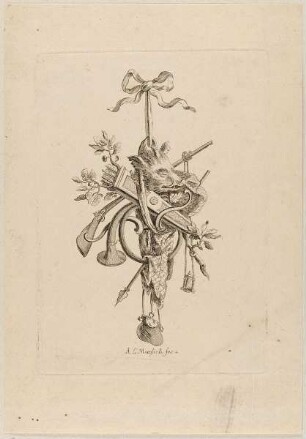 Blatt aus einer Folge von Trophäen