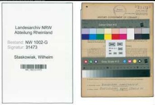 Entnazifizierung Wilhelm Staskowiak, geb. 06.05.1902 (Vertreter)