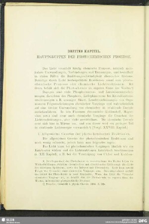 Drittes Kapitel, Hauptgruppen der photochemischen Prozesse