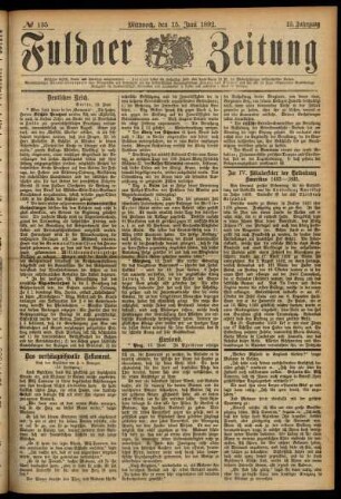 Ausgabe vom Mittwoch, den 15. Juni 1892.