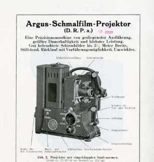 Beschreibungen und Skizzen zum Argus-Schmalfilm-Projektor
