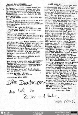 Wehret den Anfängen! : (Gedicht eines Unbekannten)