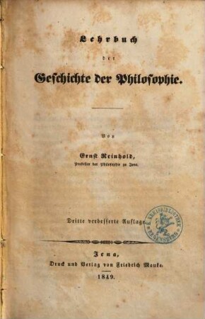Lehrbuch der Geschichte der Philosophie