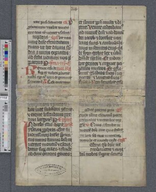 Fragment 2: 14. Jh., Rechtstext, (wohl mit Kommentar), Latein, (Frankreich?)